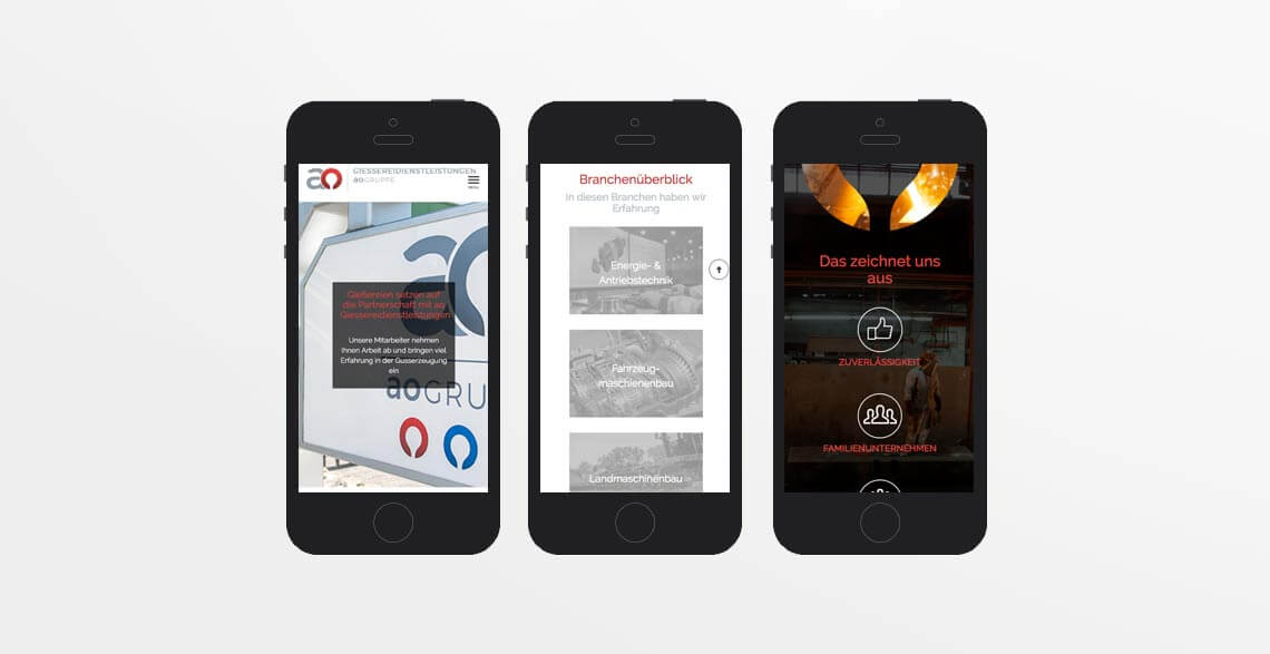 ao Gruppe Webseite Mobile Ansichten