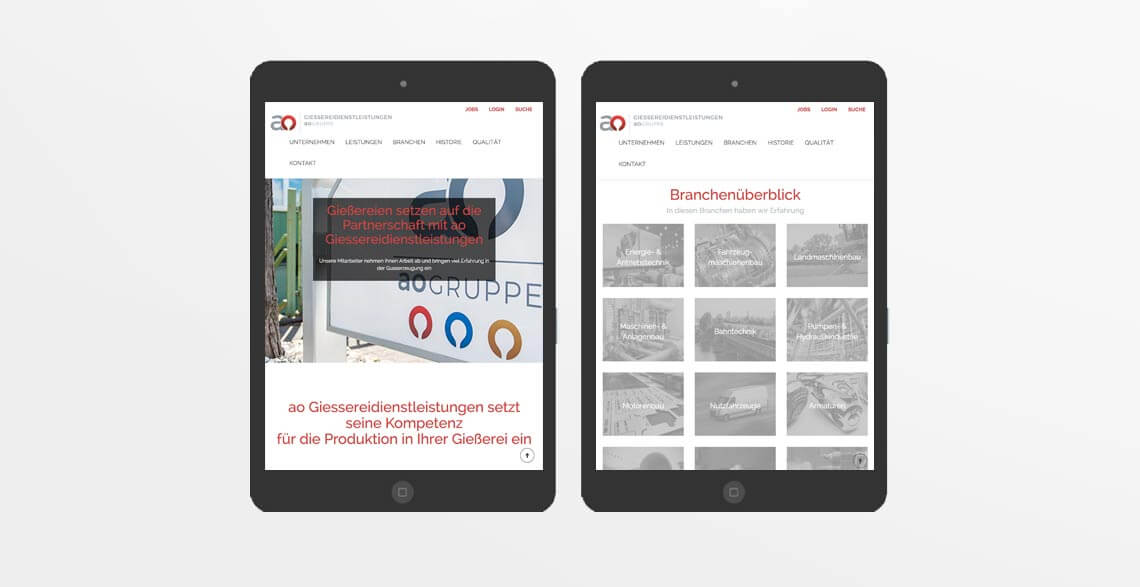 ao Gruppe Webseite Tablet