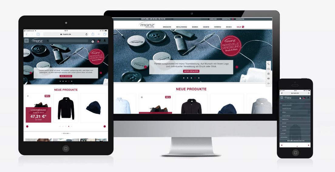 Online-Shop muenz Responsive Darstellung